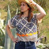 Blouse Femme Bleue à Motifs - Vitabohem