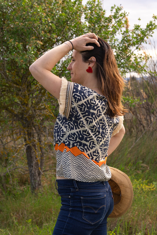 Blouse Femme Bleue à Motifs - Vitabohem