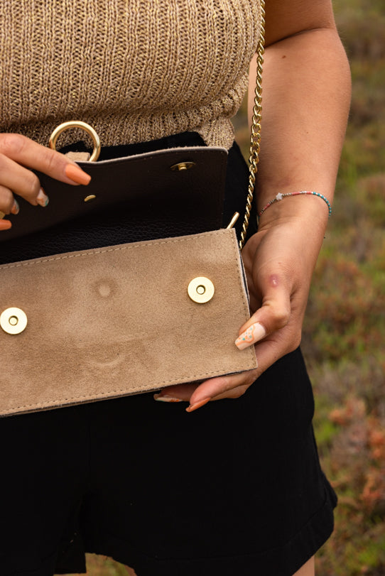 Sac à Main Femme en Cuir Taupe - Vitabohem