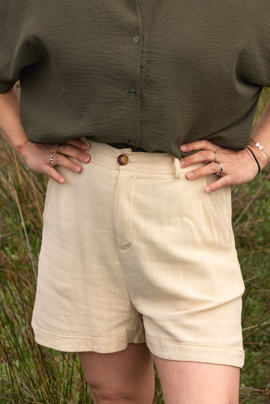 Short Femme Fluide Beige - Vitabohem