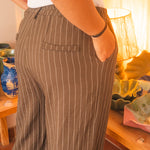 Pantalon Femme Fluide Kaki Rayé - Vitabohem