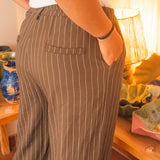 Pantalon Femme Fluide Kaki Rayé - Vitabohem