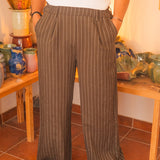 Pantalon Femme Fluide Kaki Rayé - Vitabohem