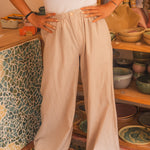 Pantalon Femme Fluide Beige Rayé - Vitabohem